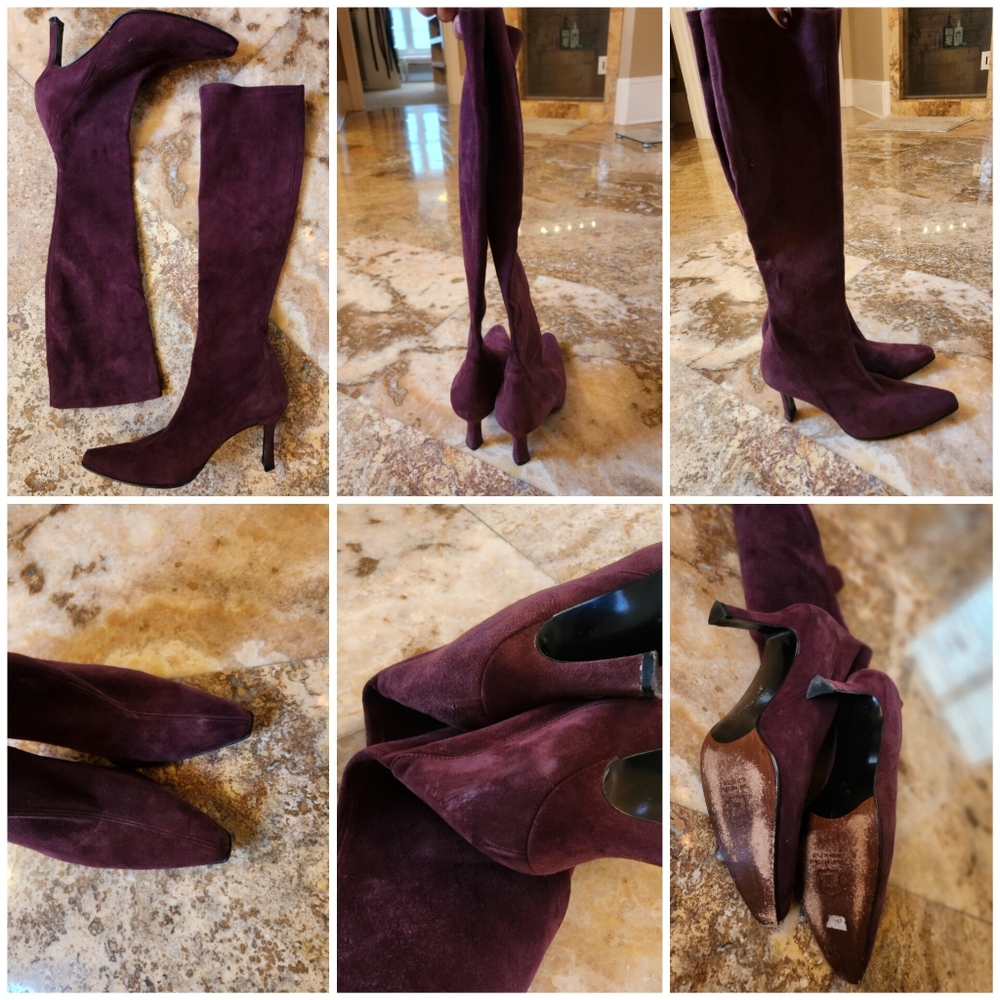 Stuart Weitzman 7N Elegant Burgundy Knee-High Women's Boots